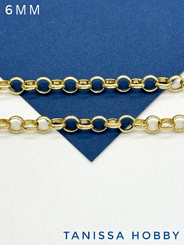 Цепочка ролло 6мм, 50см, позолота, СН122