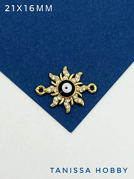 Коннектор солнце, глаз, око, 16мм, позолота, С235