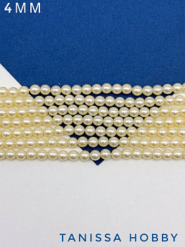 Жемчуг Майорка, круглый, сливочное масло, 4мм, нить, МА164