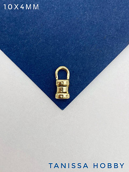 Концевик зажимной, 10х4мм, 3мм для цепочки, шнура, жгута, позолота, В019