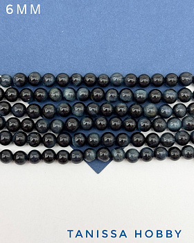 Соколиный глаз, бусины круглые 6мм, 1/2 нити, Б135