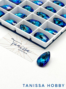 Подвеска кристалл капля, Bermuda Blue, 16мм, Tanissa Crystals, СТ374