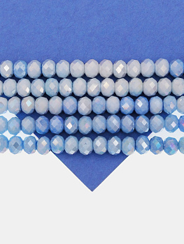 Хрусталь Рондели 6мм, светлый синий АВ шайн, нить, Х504