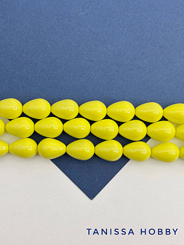 Жемчуг Майорка, капля, желтый, Light Yellow, 14х10мм, штука, МА315