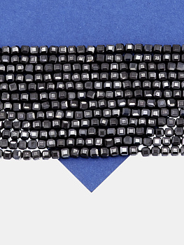 Гематин гематит бусины квадратные, куб, 3мм, черный, нить, ГТ023