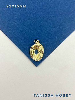 Подвеска овал мятый металл, 22х15мм, позолота, А334