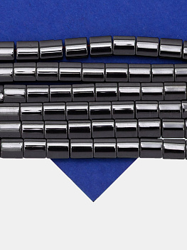 Гематин гематит бусины прямоугольник 6х5мм, черный, 1/2 нити, ГТ159