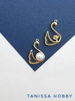 Подвеска лебедь для вклейки, 16х11мм, позолота, В434