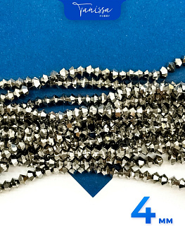 Хрусталь Биконус, плоский, гематит, 4мм, нить, Х336