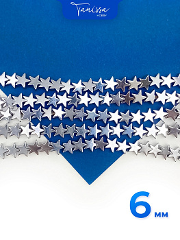 Гематин гематит звезда 6мм, Категория В, 1/2 нити, ГТ106