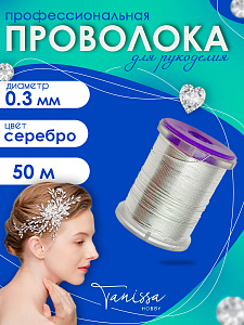 Проволока ювелирная, 0,3мм 50м, медная цвет серебро, ПР53