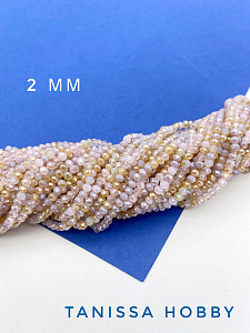 Хрусталь рондели микс 2 мм розовый, нить, Х089