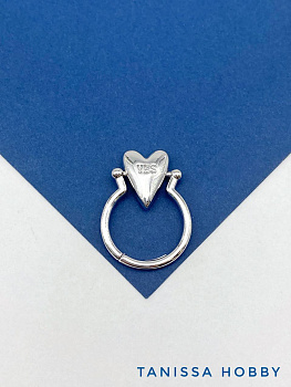 Кольцо безразмерное сердце YES/NO, родий, У113