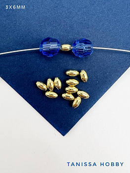 Разделители для бусин, рис, 6х3мм, позолота, М918