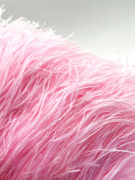 Перья на ленте страусиные розовые, 10см, ПЕР008