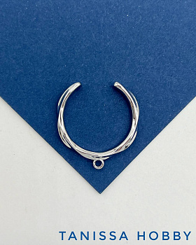 Основа для кольца, мятая, родий, У002