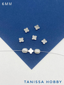 Разделители бусины клевер 6мм, ШТУКА, родий, Р005