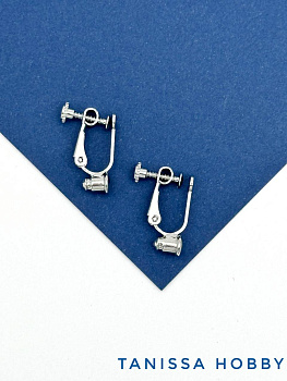 Клипсы переходник пусеты, родий, Е525