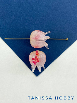 Бусина гранат, цветок, 14мм, акрил, смола, розовый, П289