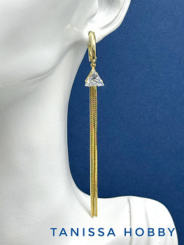 Подвеска цепочки кисточка фианит 75мм, позолота, ШТУКА, С412