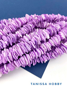 Ракушечник бусины  фиолетовые, 8-12мм, нить, ПМ062