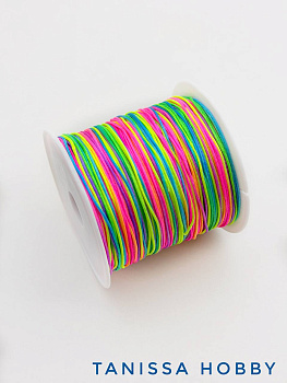 Шнур шамбала нейлоновый для браслетов 0,6мм радужный, КАТУШКА 35м, Ц036