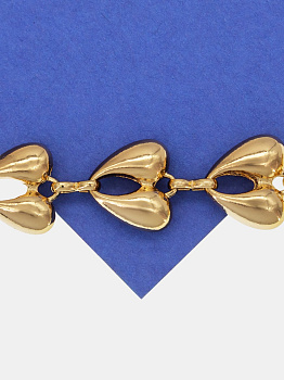 Цепочка объемное сердце, 15мм, позолота, 10см, СН109