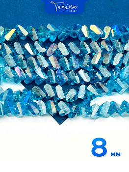 Хрусталь крошка треугольник, 8мм, голубой АВ, нить, Х331