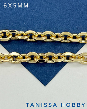 Цепочка якорная 6х5мм, позолота, 50см, СН056