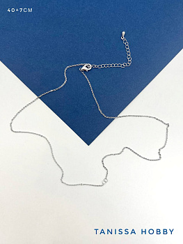 Цепочка с карабином 40+7см, родий, С401