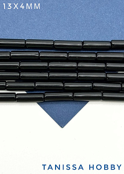 Черный агат трубочки бусины, 13х4мм, 1/2 нити, Б276