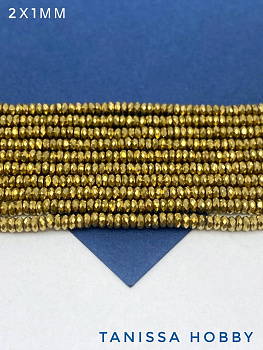 Гематин гематит бусины шайба, диск, огранка, темное золото, 2,5мм, нить, ГТ124