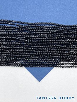 Черный агат граненый, огранка, 2мм, нить, Б160