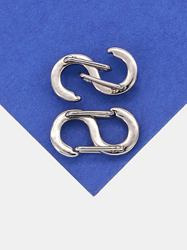 Карабин замок двойной, бесконечность, 16х9мм, родий, К003