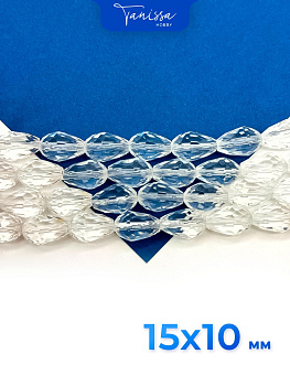 Хрусталь капля 15х10мм, прозрачные, 10шт. Х223