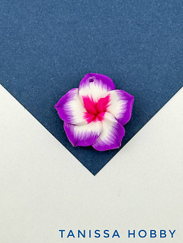 Подвеска гавайский цветок, 20мм, полимерная глина, фиолетовый розовый, П243