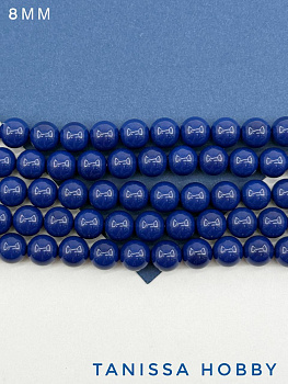 Жемчуг Майорка, синий, Porcelain Blue, 8мм, нить, МА206