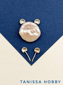 Ушки элемент для вклейки, 5мм, ПАРА, родий, В505