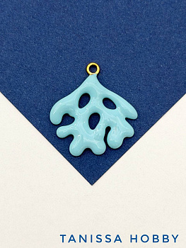 Подвеска коралл, голубая тиффани эмаль, сталь, позолота, Ш515