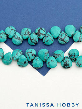 Зеленая бирюза имитация, бусина капля плоская, 12х10мм, штука, Б021