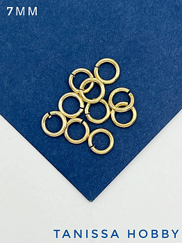 Соединительные колечки 7мм толщина 1мм, позолота, 7х1мм, 10шт, Ю. Корея. М706