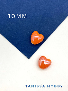 Бусина оранжевая фарфоровое сердце, 10мм, ШТУКА, П162