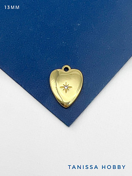 Подвеска сердце с фианитом, Категория В, позолота, А822