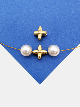 Разделительная бусина клевер 8мм, ШТУКА, позолота, Р820