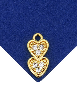 Подвеска двойное сердце мини 12х6мм, позолота, Р535