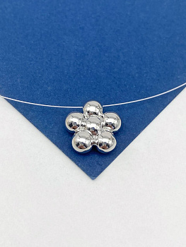 Подвеска цветок, 15мм, родий, Ю929