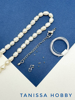 Набор к МК Жемчужный чокер, родий, МК001Р