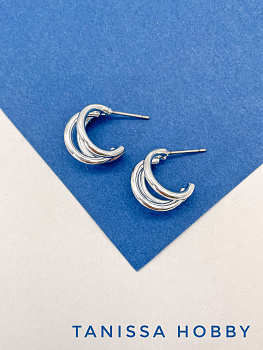 Швензы пусеты серьги, родий, Е615