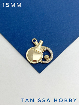 Подвеска настольный теннис, пинг понг, спорт, 15мм, родий, Ю735