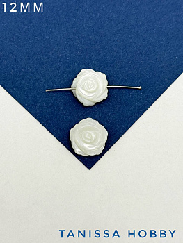 Перламутр бусина цветок роза 12мм, двухсторонняя, штука, ПМ202